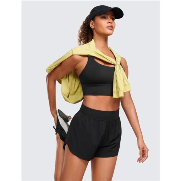 High Waisted Dolphin Athletic Running Shorts for Women 3" High Split - Picture 3 of 6